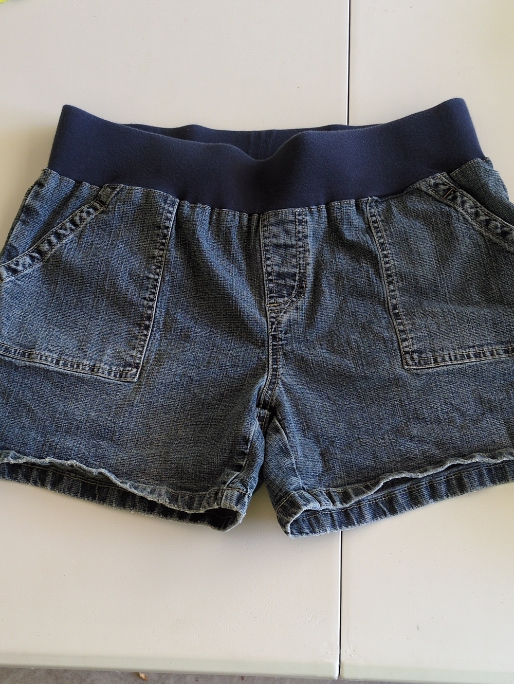 Planet Motherhood Navy-Waist Dark Blue Denim Shorts